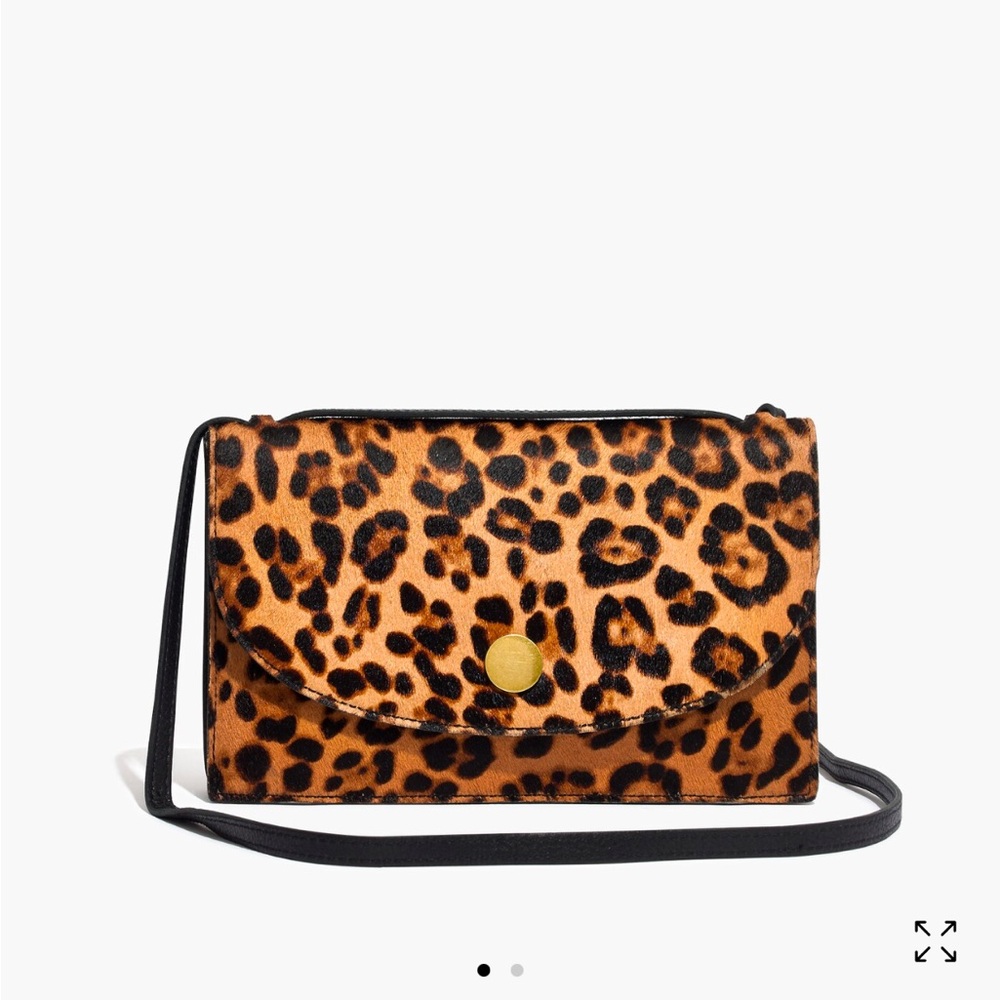 NWOT Madewell The Slim Convertible Bag in Leopard Calf Hair
